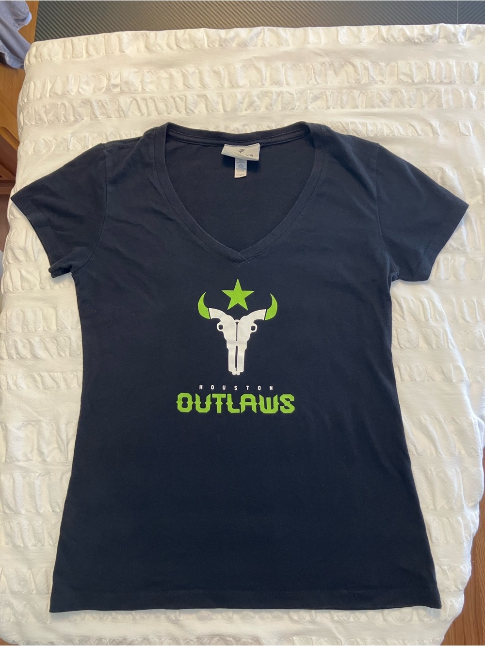 Black V-Neck T-Shirt with Lime Logo